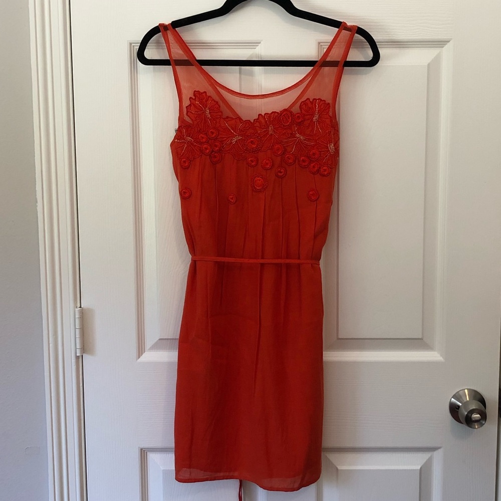Anthropologie Meadow Rue Dress, Coral, Size 4